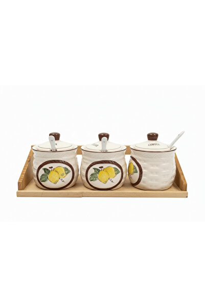 coffe Elegant Design Kitchen Canister Set with Wooden Stand