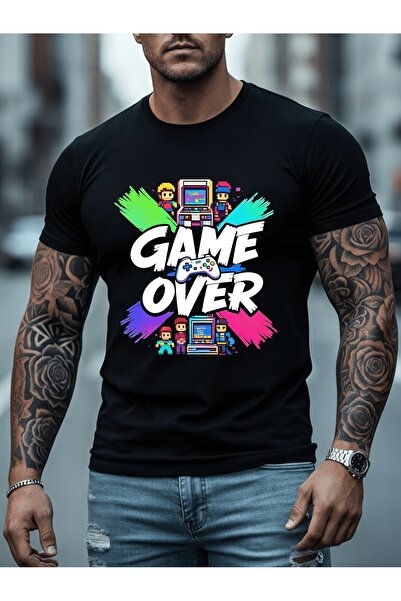 212Wear Men's Pure Cotton T-shirt with Retro Game Console Print, Summer Mensw...
