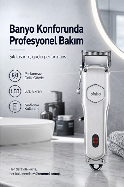 Sinbo SHC-1905 Şarjlı Saç Kesme Makinesi | Kablosuz Kullanım, Ergonomik Tasarım, 4-6 Saat Çalışma Süresi