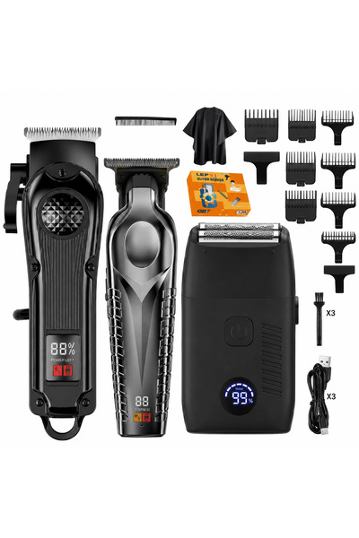 AVYRA Kit Complet 3 in 1 Masina de Tuns + Trimmer + Aparat de Ras Profesional -