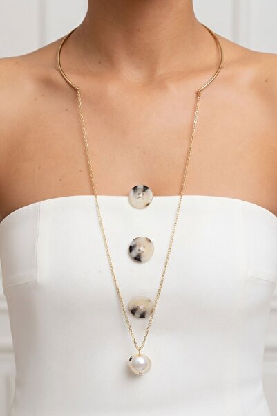 RMY MODA Women's Silver Multi-Use Pearl Chain Choker Necklace