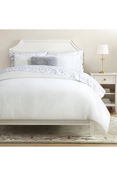 Alhabib bedding Rashel Zoi Summer Queen White and Gunmetal Microfiber Bedspre...