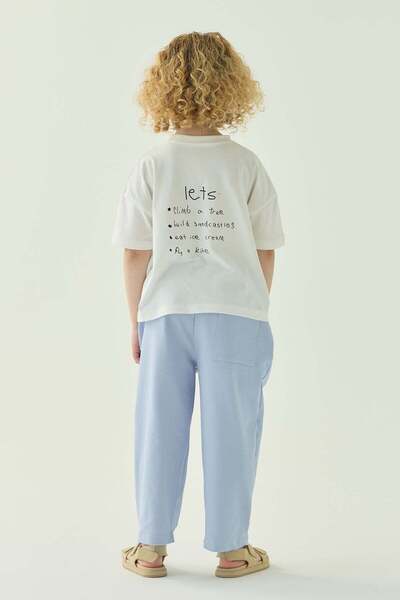 Tics Podo Ecru Oversize Printed Tshirt - Let's