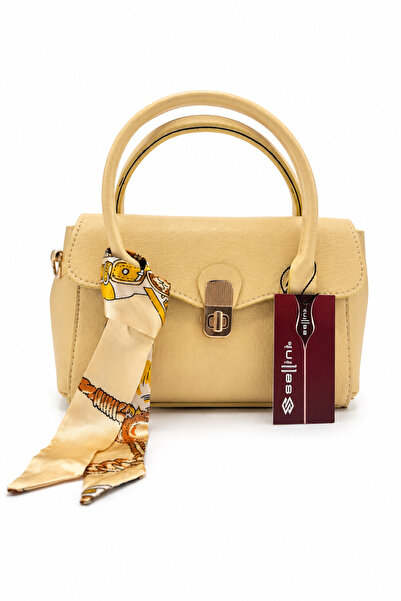 Sellini Eve Flor Yellow Women's Hand and Shoulder Bag with Lock Mechanism Sty...