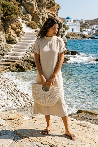 Marina Swimwear Hand Knitted Straw Bag - Beige Cnt2603-1