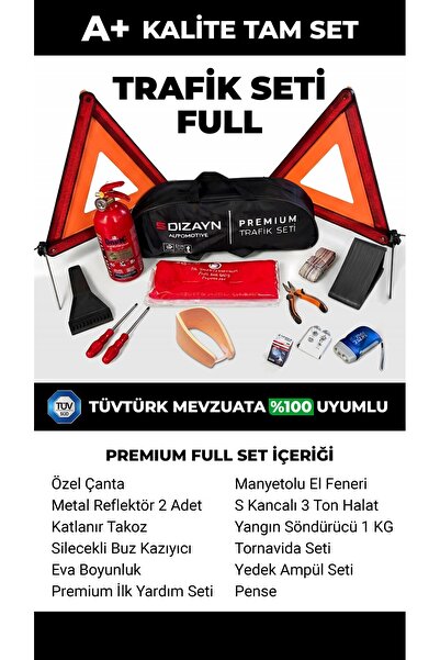 TUNA OTO ARAÇ TRAFİK VE İLK YARDIM SETİ FULL PAKET 12 PARÇA TÜVTÜRK MEVUZATA ...