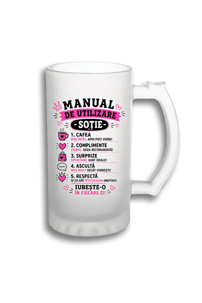 peGiftuiala Halbă Bere Personalizată 500 ml – Manual de Utilizare Soție