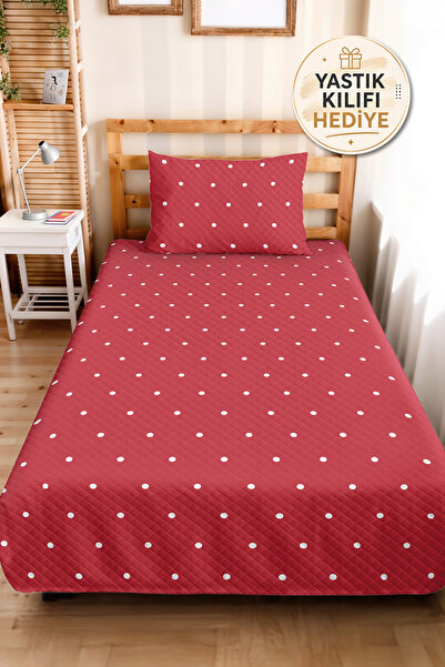 Evimde Bambaşka Polka Dot Red Youth Room Single Pique Set - Geometric 160X220...