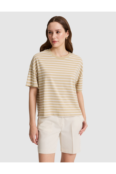 Pierre Cardin Бежова овърсайз тениска 50325463-VR011