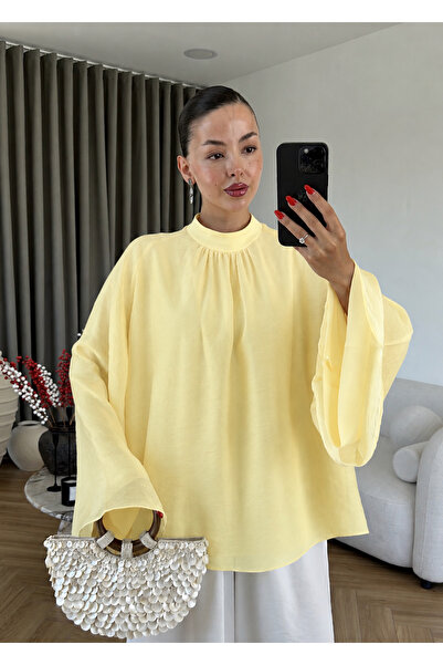 halefoglu Arkadan Fermuarlı Oversize Tasarım Bluz