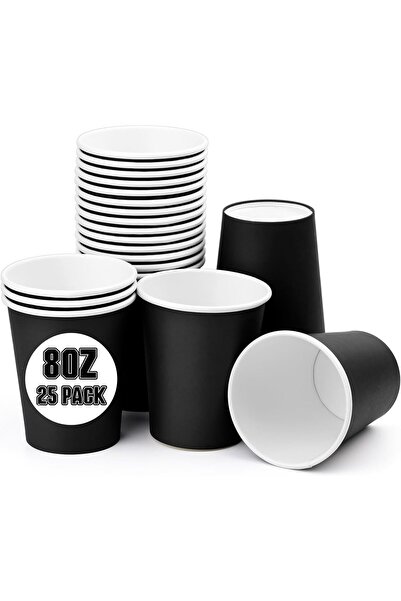 OKAI Black Paper Hot/Cold Beverage Cups, 8-Ounce Capacity, Pack of 25, Coffee...