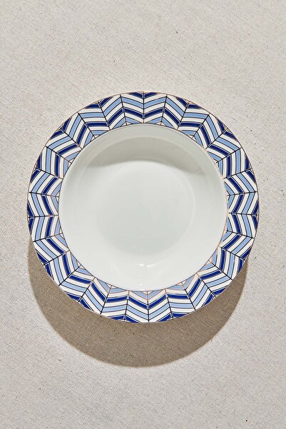 Paşabahçe Nautical Porcelain Pit Plate Blue White, 1 Piece