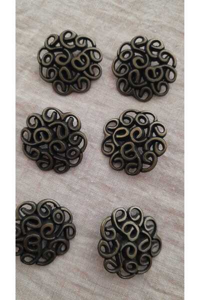 ANTIK SARI METAL DÜĞME 2 mm 6 Adet