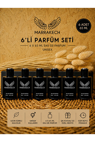 MARRAKECH 6 ADET NARCOTİK PARFÜM EDP 65 ML %20 Esans Bergamotu, Liçi, Şakayık...