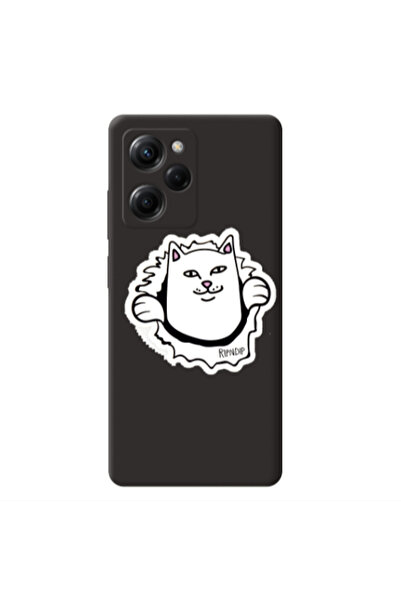 Other Xiaomi Poco X5 Pro White cat Black Colored Silicone TPU Θήκη