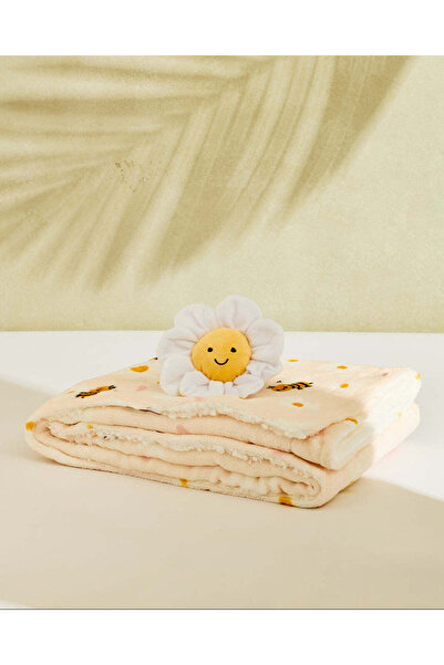 REDTAG Baby Ivory Blanket With Rattle Toy
