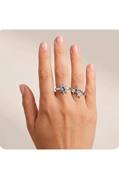 Mervişim Aksesuar Vintage Stylish 2-Piece Zircon Stone Butterfly and Sun Deta...