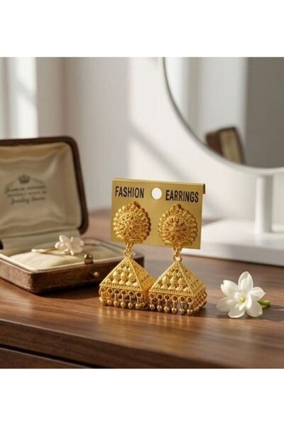 FASHION Traditional Gold-Plated Designer Jhumka Earrings for Women