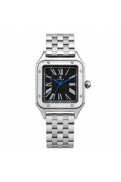 Clasico Roma Men's Luxury Watch – Square Roman Dial, Blue Hands, Stainless St...