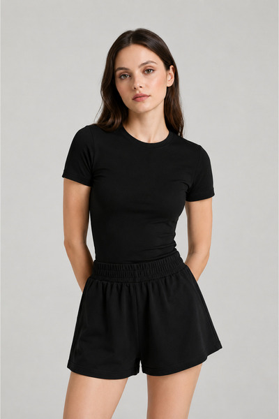 CloudyMood Ultra Soft Round Neck Short Sleeve Blouse Ecru