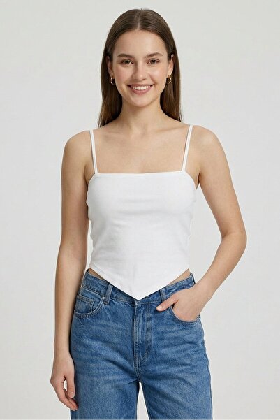 Don't Call Me Jennyfer Women Square Neck Sleeveless Solid Tank Top, White