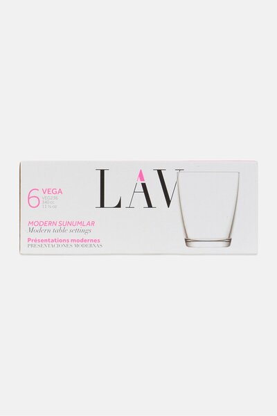 LAV 6 Pieces Vega Highbal Glasses 340ml, Transparent