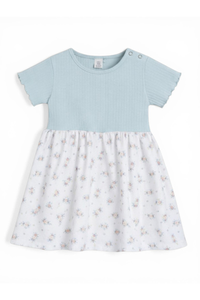 Victor and Jane By Styli Baby Girls Ditsy Print Ribbed Dress