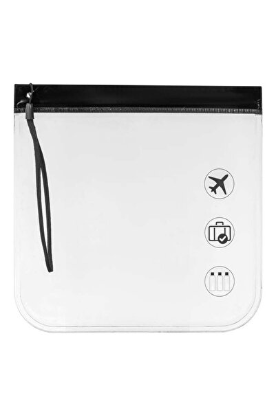 OEM Pungi Travel transparente cu Maner Negru pentru cosmetice 20x20cm - 2buc,...