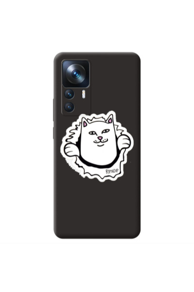 Other Xiaomi Mi 12T White cat Black Colored Silicone TPU Θήκη