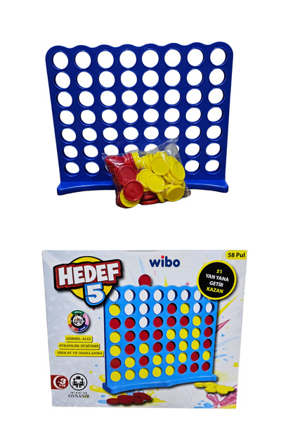 Wibo Target 5 Strategy Game: Put 5 in a Row and Win 58 Pieces - a Brain and Mind Game for 2 Players