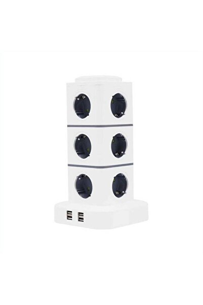 Tradesor Κάθετο πολύπριζο 12 θέσεων - Σούκο - 4USB - 3m - RC-G12P - 012234
