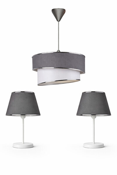 Eslight Modern 3'lü Rüzgar Aydınlatma Seti - Antarit Kumaş Sarkıt Avize ve 2'...