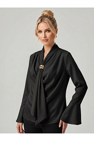 ZEVİORA MODA Gold Toka Detay Bluz