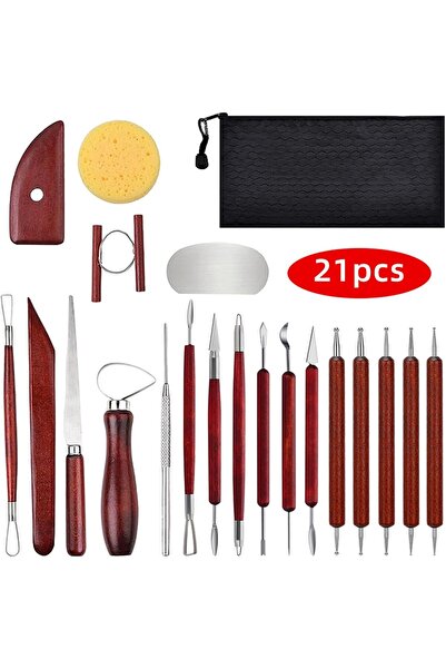 Arabest Ceramic Tools, 21 Piece Ceramic Carving Set, Portable Polymer Clay Ca...