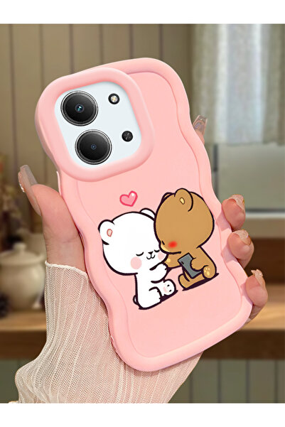 Hontinga Redmi 15C 5G Uyumlu Kılıf kamera koruyucu Pembe Silikon Couple Telef...