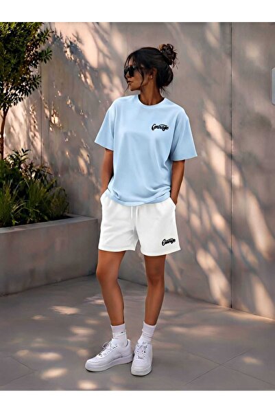 EFFRENATU Women's Washable Oversize Shorts Set Casual Daily Street Style