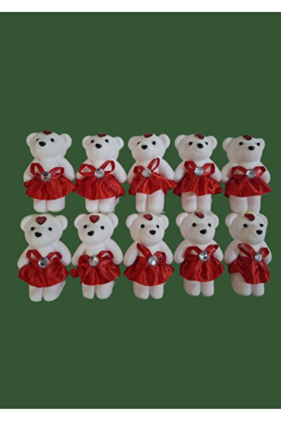 Meltem Çiçek Dekor Mini Ayıcık 11cm X 6cm Kırmızı Renk