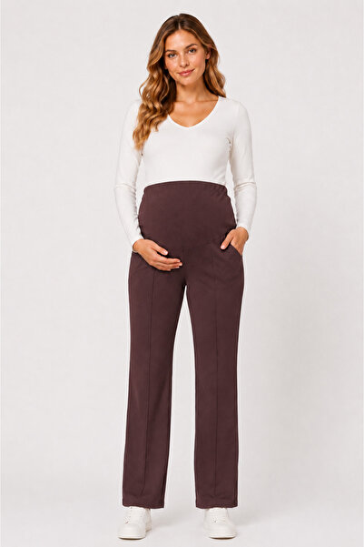 İmaj 394 Coffee Color Modal Adjustable High Waist Maternity Palazzo Pants