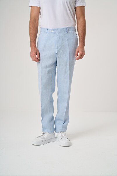 Velvarde Linen Slim Pants Light Blue