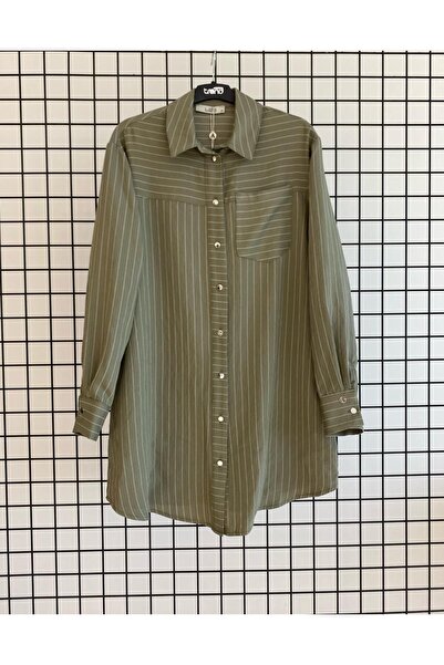 Armine Trend Çizgi li Basic Gömlek Tunik RAHAT KALIP