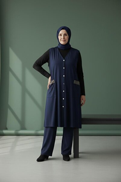 Nergiz Collection NERGİZ büyük beden uzun anne yelek