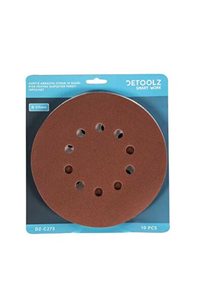 DETOOLZ Set, 10 discuri, hârtie abrazivă, P 150, 10 găuri, 215 mm, șlefuitor ...