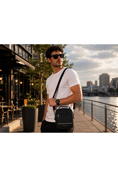 Bagacar Men's Shoulder Bag Multi-Compartment Water-Resistant Daily Use Strap ...