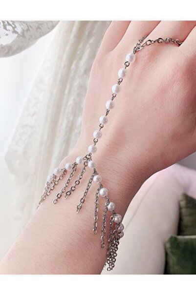 Shiklik Elegant Design Pearl and Chain Women's Shawl