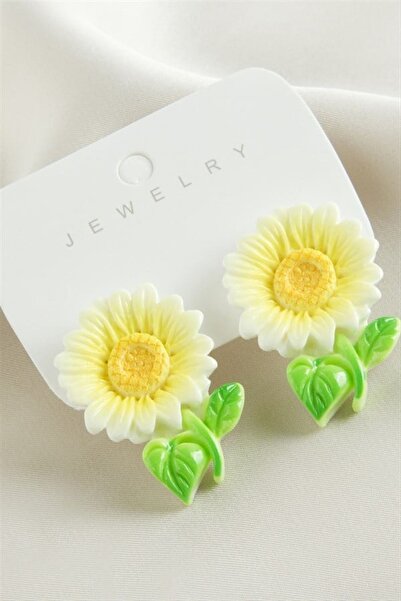 Generic Brand Papatya Plastic Earrings - White