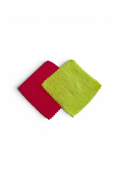 Pafuli Hand Knitted Star Model Square Bath Washcloth Fuchsia & Neon Green