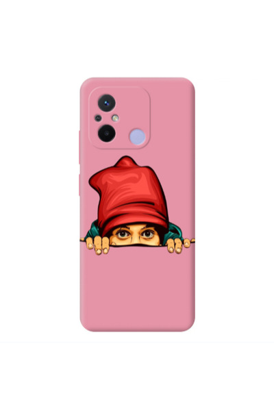 Other Xiaomi Redmi 12C Hidden Girl Pink Colored Silicone TPU Θήκη