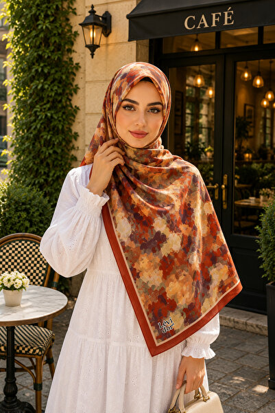 İmajButik Burgundy Patterned Cotton Shawl