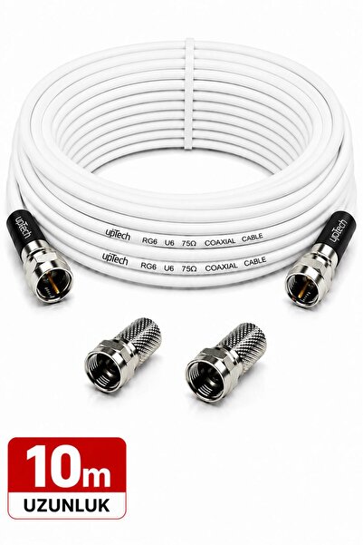 upTech HD Uydu Anten Kablosu 10 Metre F Konnektörlü Full HD 4K TV Kablosu