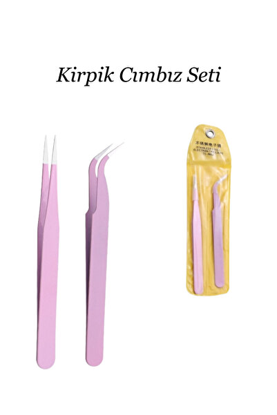 Easy Beauty 2 Adet İpek Kirpik Cımbızı Nail Art Cımbızı Kavisli ve Düz Profes...